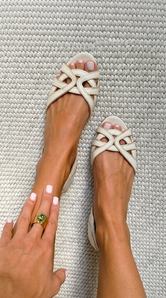 Bianca | Elegant Cream Woven Sandals