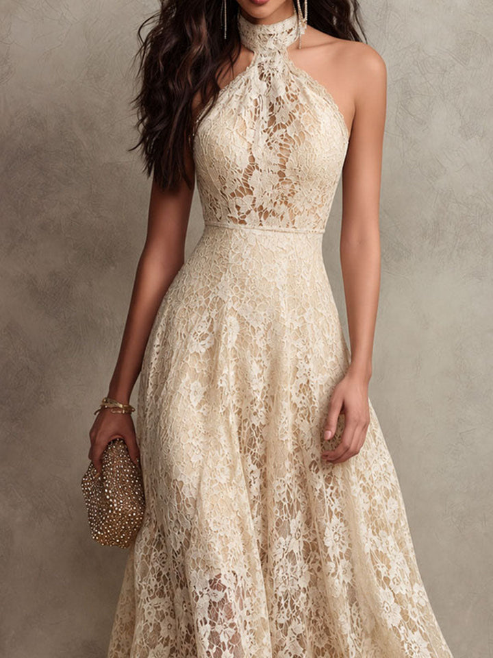Rachel | Halter Lace Maxi Dress
