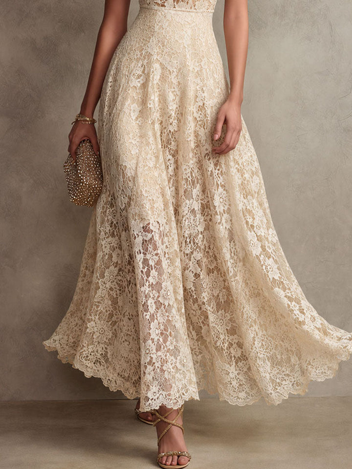 Rachel | Halter Lace Maxi Dress