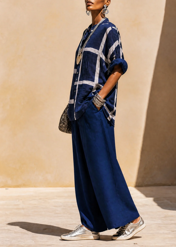 Genevieve | Grid Print Two-Piece Set