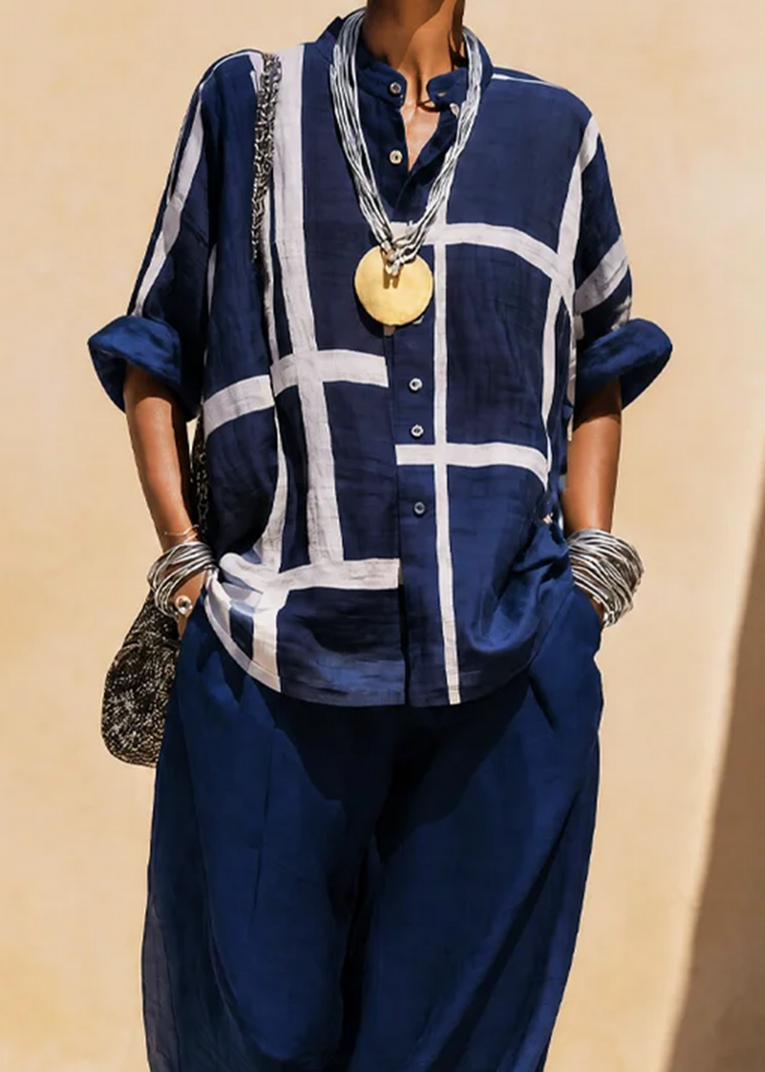 Genevieve | Grid Print Two-Piece Set