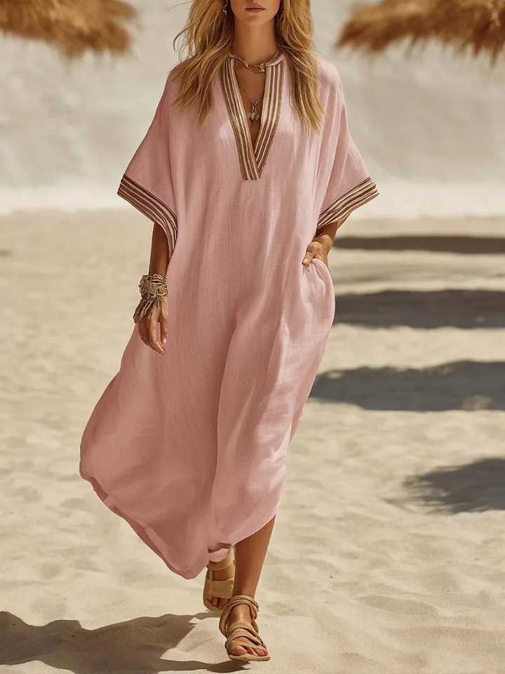 Winifred | Braid Trim Kaftan Dress