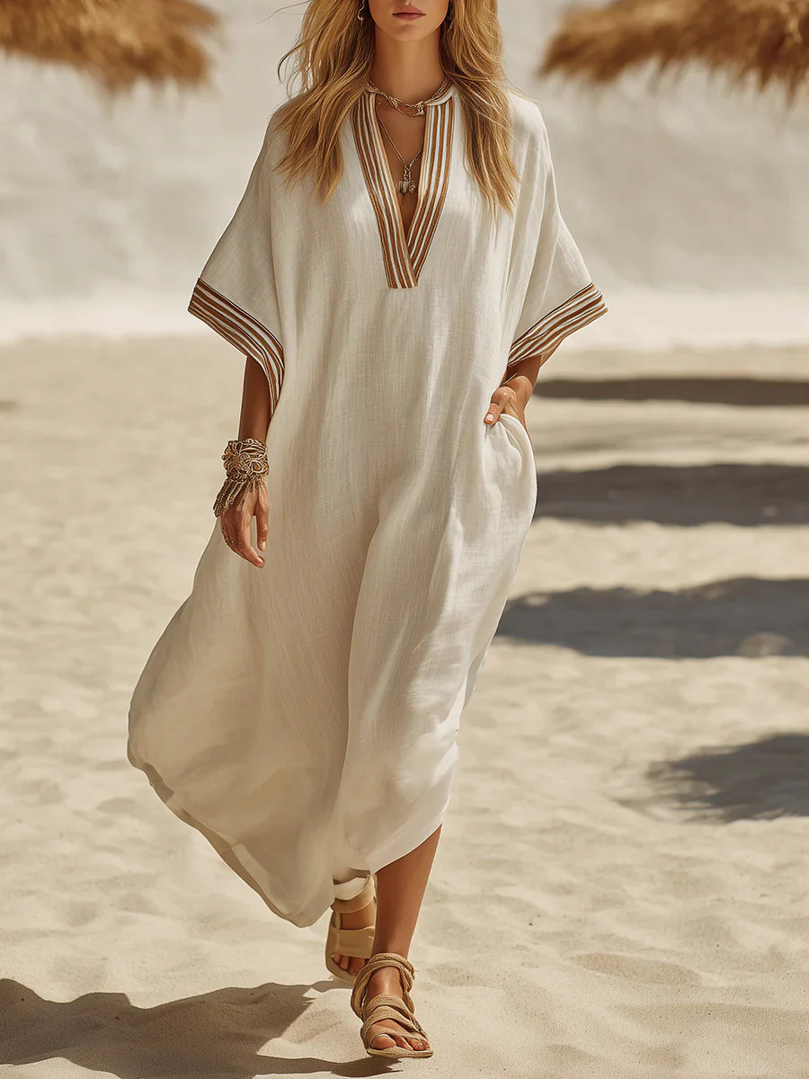 Winifred | Braid Trim Kaftan Dress