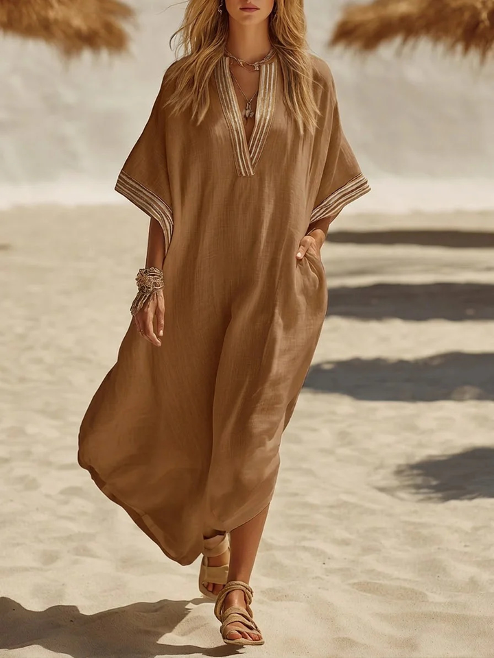 Winifred | Braid Trim Kaftan Dress
