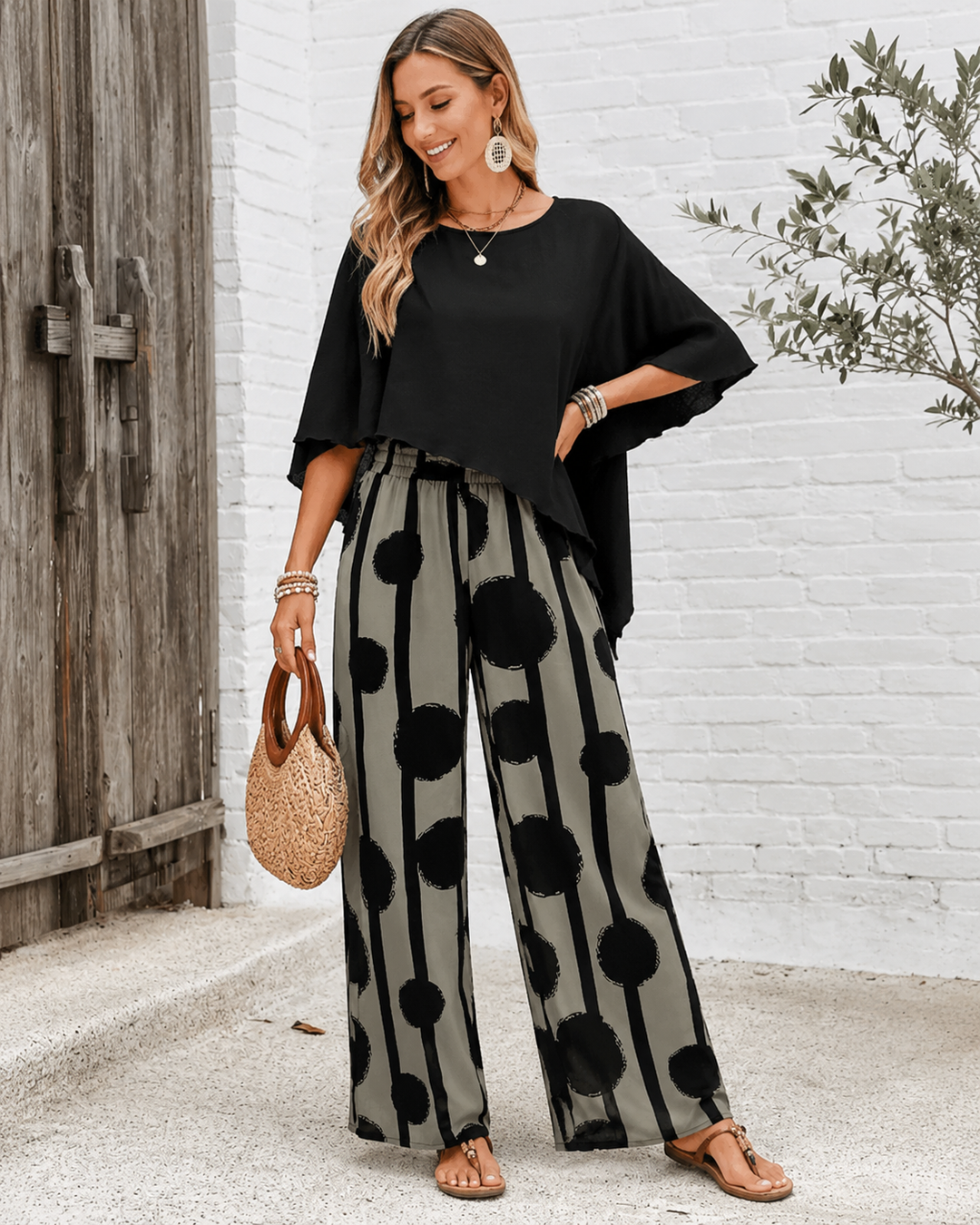 Beverly | Polka Dot Wide-Leg Two-Piece Set