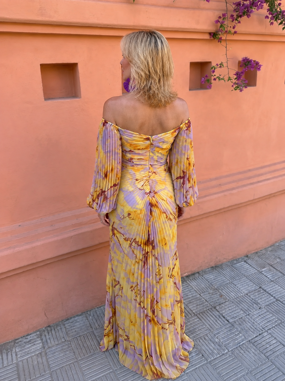 Doreen | Off-Shoulder Pleated Floral Maxi Dress