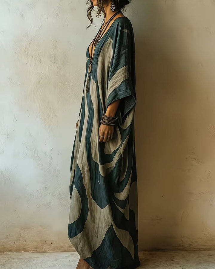 Frieda | Abstract Print Kaftan Maxi Dress