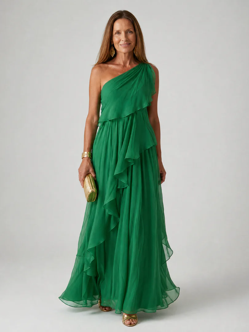 Odette | Asymmetric Ruffle Maxi Dress