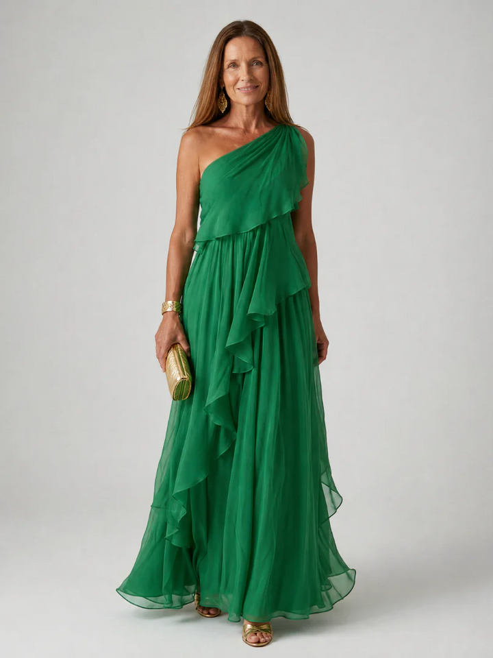 Odette | Asymmetric Ruffle Maxi Dress