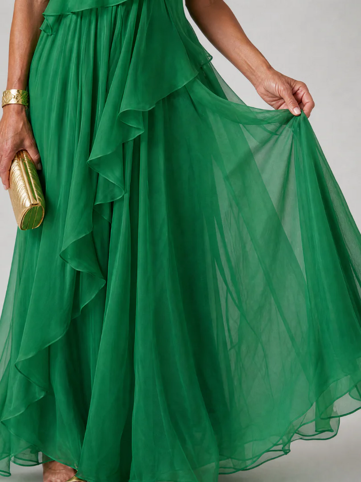 Odette | Asymmetric Ruffle Maxi Dress
