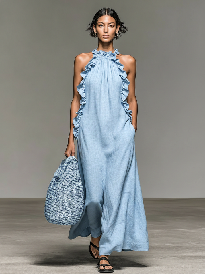 Jeanette | Ruffle Trim Maxi Dress