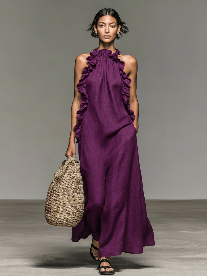 Jeanette | Ruffle Trim Maxi Dress