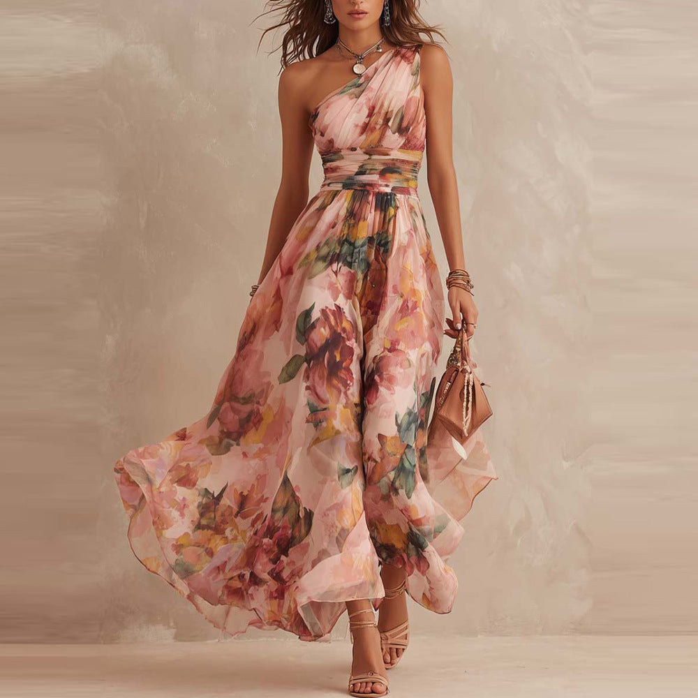 June | One-Shoulder Floral Maxi Dress