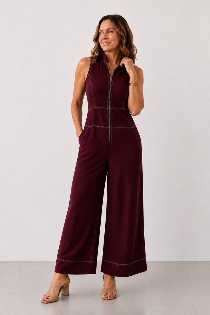 Lavinia | Zip-Front Wide-Leg Jumpsuit