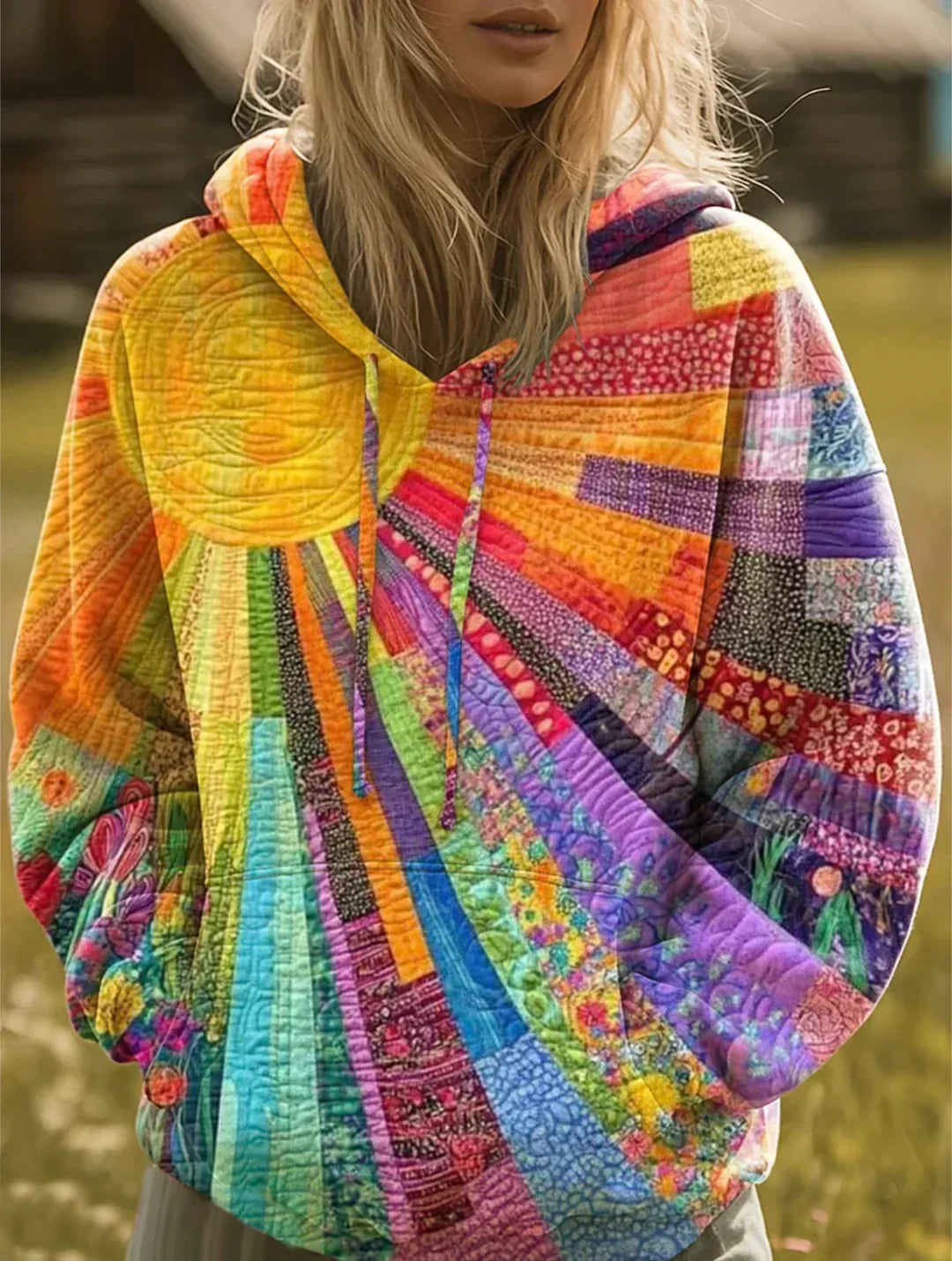 Dory | Bohemian Multicolor Patchwork Hoodie