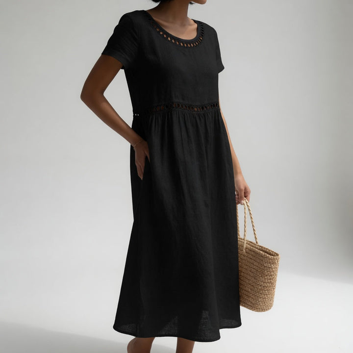 Virginia | Eyelet Trim Midi Dress