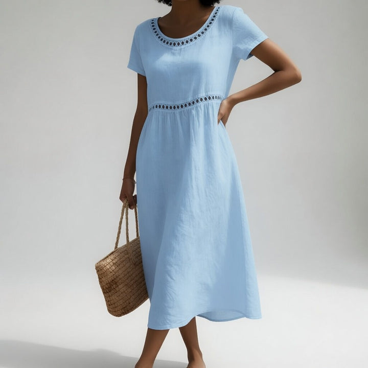 Virginia | Eyelet Trim Midi Dress