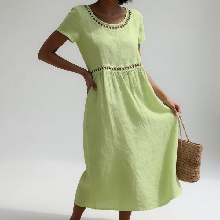 Virginia | Eyelet Trim Midi Dress