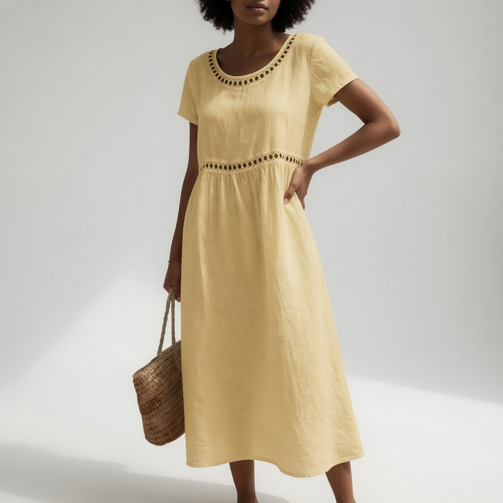 Virginia | Eyelet Trim Midi Dress